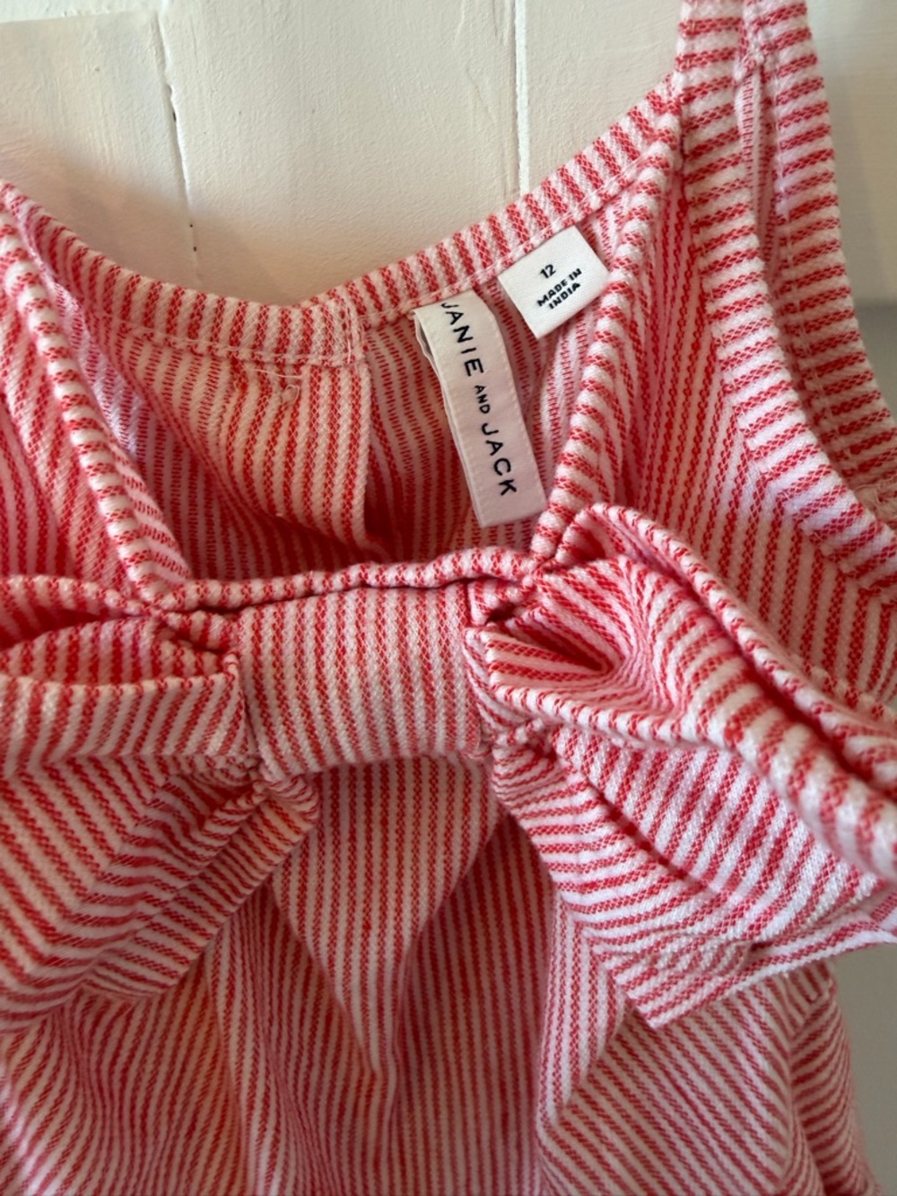 Janie and Jack Striped Pink Bow Romper - Picture 2 of 3